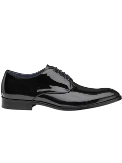 J & M Collection Kinser Plain Toe in Black Italian Patent Calfskin