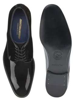 J & M Collection Kinser Plain Toe in Black Italian Patent Calfskin
