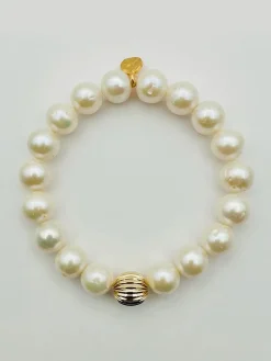 JMNYC Designs 10mm Round Freshwater Pearl Bracelet With Gold Filled Ball