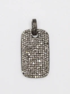 JMNYC Designs Pave Diamond Dogtag Pendant With Sterling Silver