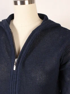 Kinross Mesh Zip Hoodie in Navy