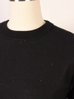 Kinross Sequin Short Sleeve Crew in Black