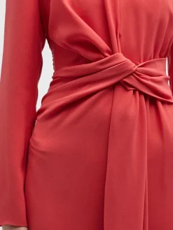 Lafayette 148 New York Finesse Crepe Twist Dress in Coral