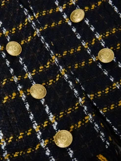 L'Agence Belmont Fringe Jacket in Black Yellow Multi Plaid