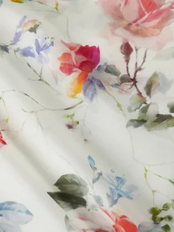L'Agence Miki Silk Dress in Ivory Multi Watercolor Dusty Floral