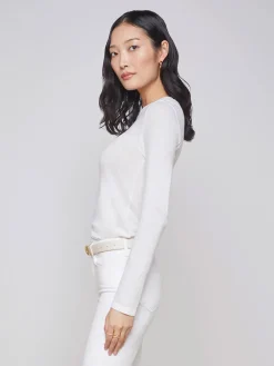 L'Agence Tess Long Sleeve Crew in White