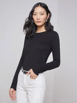 L'Agence Tess Long Sleeve Crew in Black