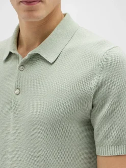 Maurizio Baldassari Garment Dyed Cotton Polo Honeycomb Stitch in Aqua Sky