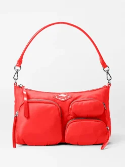 MZ Wallace Chelsea Petite Shoulder Bag in Bright Cherry Bedford
