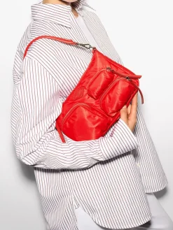 MZ Wallace Chelsea Petite Shoulder Bag in Bright Cherry Bedford