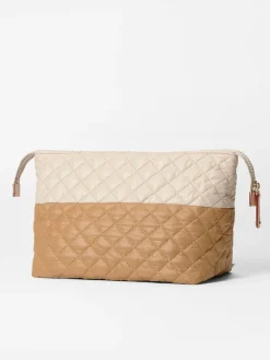 MZ Wallace Large Zoey Cosmetic in Buff/Caramel Oxford