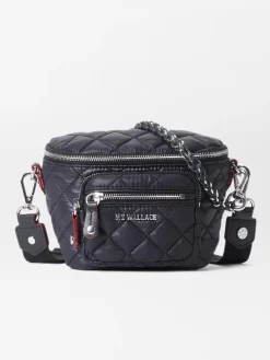 MZ Wallace Micro Crosby Crossbody Sling in Black Oxford