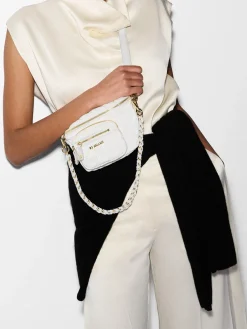 MZ Wallace Micro Crosby Crossbody Sling in Chalk Liquid Oxford