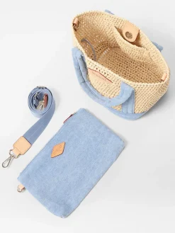 MZ Wallace Mini Crochet Tote in Crochet/True Light Denim