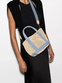 MZ Wallace Mini Crochet Tote in Crochet/True Light Denim