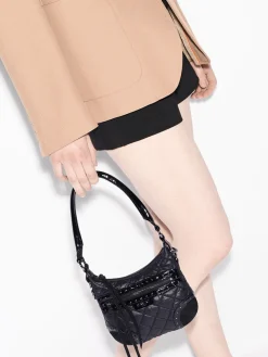 MZ Wallace Mini Multi Stud Crosby Sienna in Black Stud & Suede