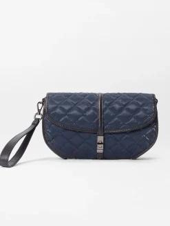 MZ Wallace Small Astor Convertible Clutch in Ink Liquid Oxford