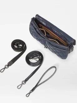 MZ Wallace Small Astor Convertible Clutch in Ink Liquid Oxford