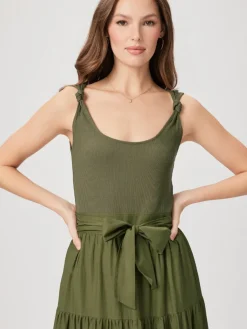 Paige Samosa Dress in Dark Olive