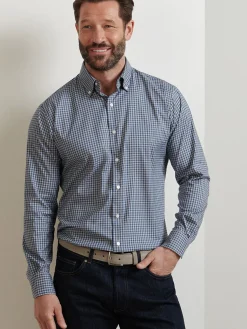 Peter Millar Conway Crown Lite Cotton-Stretch Sport Shirt in Gale Grey