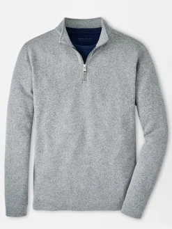 Peter Millar Crown Sweater Fleece Quarter-Zip in Gale Grey