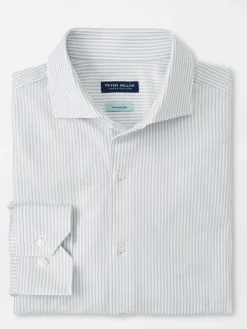 Peter Millar Excursionist Flex Stripe Sport Shirt in British Grey