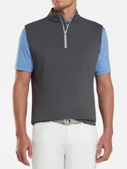 Peter Millar Galway Performance Quarter-Zip Vest in Iron