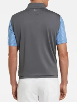 Peter Millar Galway Performance Quarter-Zip Vest in Iron