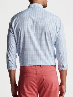 Peter Millar Hanford Performance Twill Sport Shirt in Cottage Blue