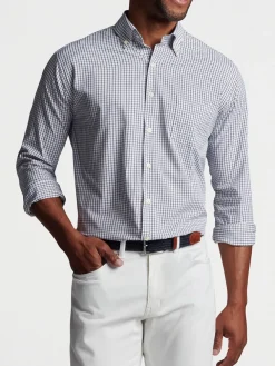 Peter Millar Hanford Performance Twill Sport Shirt in Navy