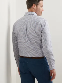 Peter Millar Julian Crown Lite Cotton-Stretch Shirt in Evening Tide
