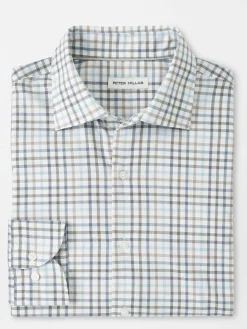 Peter Millar North Coast Crown Lite Cotton-Stretch Sport Shirt in Blue Haze