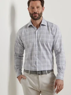 Peter Millar North Coast Crown Lite Cotton-Stretch Sport Shirt in Blue Haze