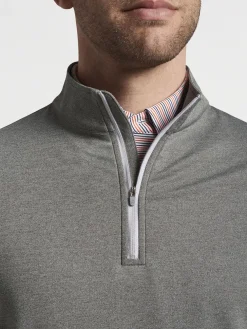 Peter Millar Perth Melange Performance Quarter-Zip in Smoke