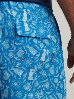 Peter Millar Saltwater Spirits Swim Trunk in Blue Macaw