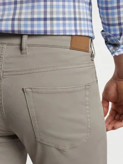 Peter Millar Signature Sateen Five-Pocket Pant in Gale Grey
