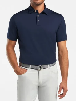 Peter Millar Solid Performance Jersey Polo in Navy [Sean Self Collar]