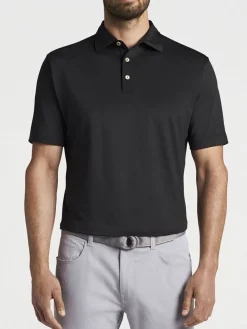 Peter Millar Solid Performance Jersey Polo in Black [Sean Self Collar]