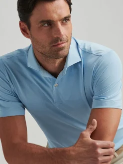 Peter Millar Soul Performance Mesh Polo in Blue Frost