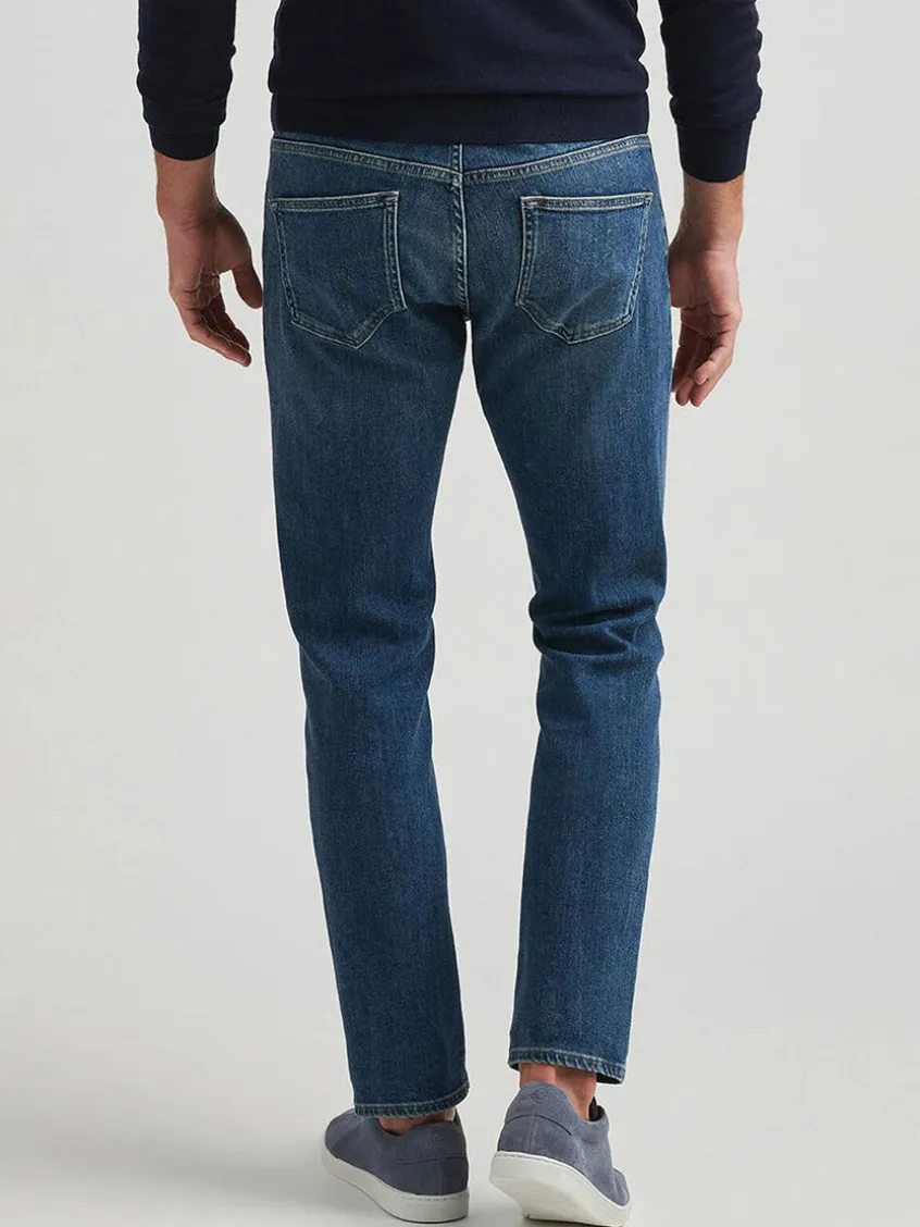 Peter Millar Vintage Washed Five-Pocket Denim in True Blue Wash
