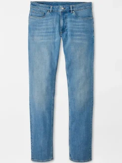 Peter Millar Vintage Washed Five-Pocket Denim in Stone Washed Blue