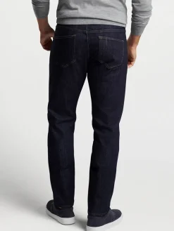 Peter Millar Vintage Washed Five-Pocket Denim in Dark Indigo