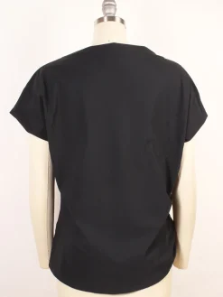 Porto Mondrian Ruched Sleeveless Top in Black
