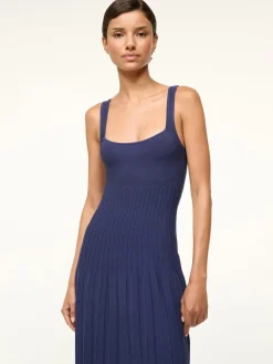 STAUD Ellison Sleeveless Dress in Navy