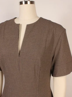 STAUD Frances Short Sleeve Dress in Houndstooth