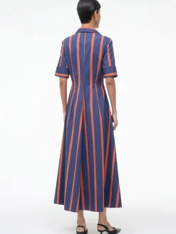 STAUD Joan Maxi Dress in Railroad Stripe
