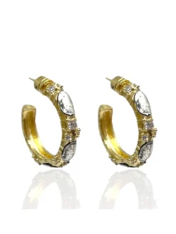 Tat2 Designs Alma Hoops 1" in Gold & Vintage Silver