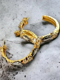 Tat2 Designs Alma Hoops 1.5" in Gold & Vintage Silver