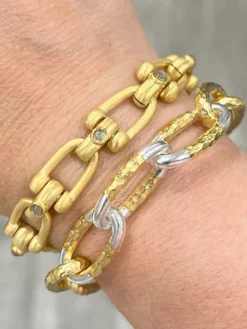Tat2 Designs Eli Hammered Chain Bracelet in Gold Two-Tone