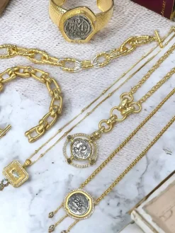 Tat2 Designs Miko Coin Necklace in Gold & Vintage Silver